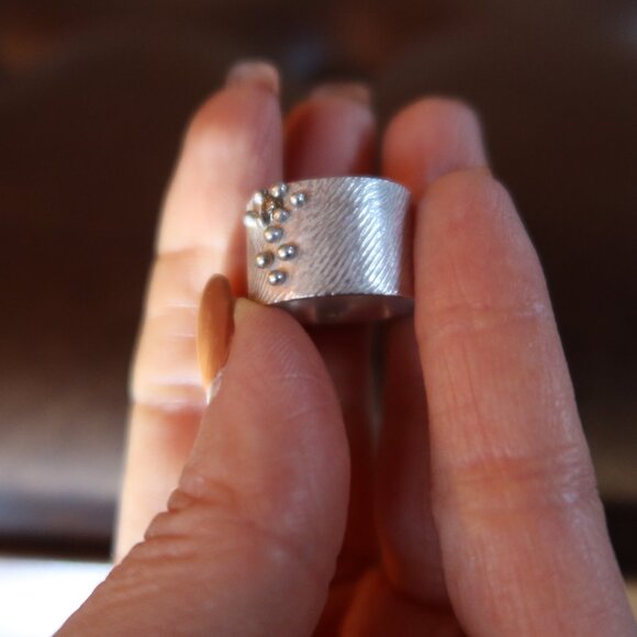 NWOT $400 Dahlia Kanner Sterling Silver & Cognac diamond bumpy ring with stone 6 - Picture 8 of 15